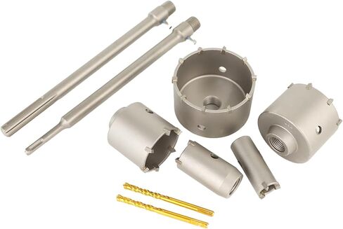 REETAI-FOUR 9Pcs SDS Plus Concrete Hole Saw Kits, Tungsten Carbide Wall Hole Cutter Cement Stone Drill Bit Sets with Connecting Rod for Brick Stone Concrete Cement. in Kuwait