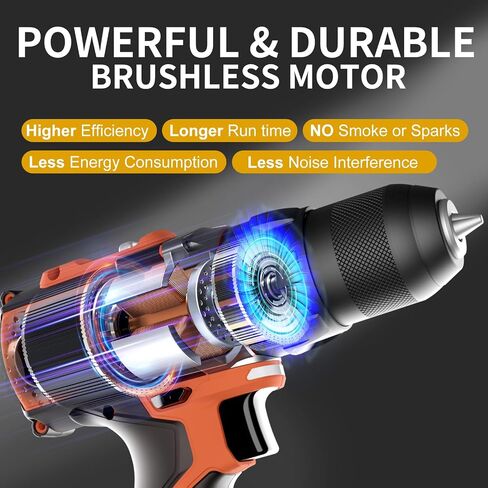 KAFUWELL Brushless Cordless Drill Set, 3-in-1 20V Power Drill with Battery and Charger, 1/2" Metal Keyless Chuck, 530 In-lb Torque, 2 Variable Speeds, Hammer Drill Driver with 64 pcs Accessories in Saudi Arabia