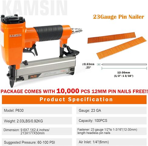 Kamsin P630 Pin Nailer Come with 10,000pcs P612 Pin Nails combo with 10,000pcs P620SS Pin Nails in Kuwait