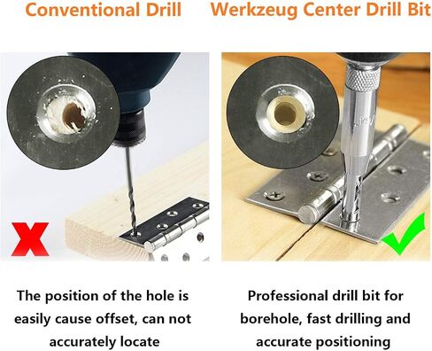 Werkzeug Self Centering Hinge Tapper Core Drill Bit Set for Woodworking, Adjustable Door Window Drill Bits with 1 Hex Key & 8 Replacement Drill Bits (5/64 - 1/4 Inches), 16 Pieces in Saudi Arabia