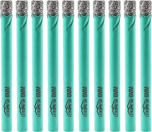 LEKOMESH Diamond Core Drill Bits Tile Hole Saw Cutter 10pcs 6MM Round Shank Dry Drilling for Porcelain Ceramic Tile Granite Marble Stone Vacuum Brazed Diamond Drill Bits in Saudi Arabia