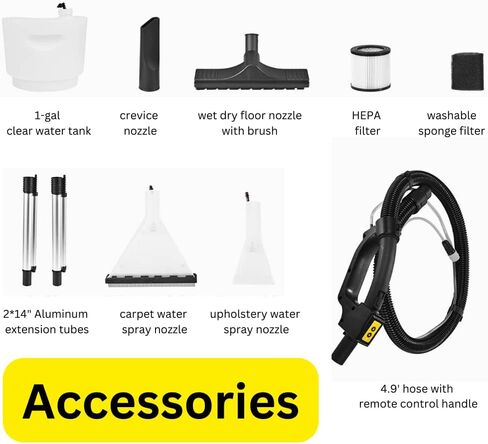 سانيت ماكس SM20 مكنسة كهربائية للشامبو الجاف الرطب، فلتر هيبا، 5.28 جالون شوب فاك، أصفر in Kuwait