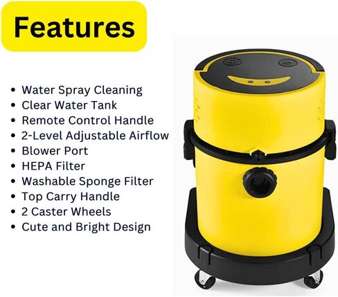 سانيت ماكس SM20 مكنسة كهربائية للشامبو الجاف الرطب، فلتر هيبا، 5.28 جالون شوب فاك، أصفر in Kuwait