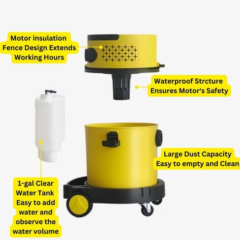 سانيت ماكس SM20 مكنسة كهربائية للشامبو الجاف الرطب، فلتر هيبا، 5.28 جالون شوب فاك، أصفر in Kuwait