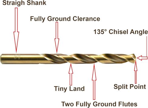 MAXTOOL 9/32 "5 قطع متطابقة من الكوبالت بطول المثقاب HSS M35 لقم الثقب الملتوي بالكامل الأرض الذهبية المستقيمة؛ JBF35G10R18E5 in Kuwait