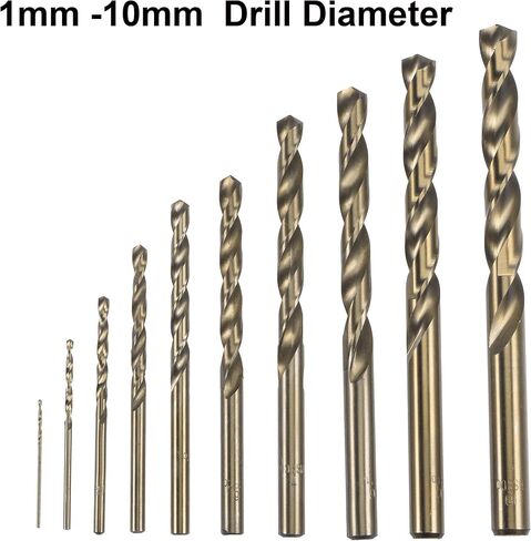مجموعة رؤوس مثقاب من الفولاذ عالي السرعة M35 Jobber Twist من Uxcell لسبائك الفولاذ المقاوم للصدأ والخشب 1 مم - 10 مم 10 قطع in Saudi Arabia