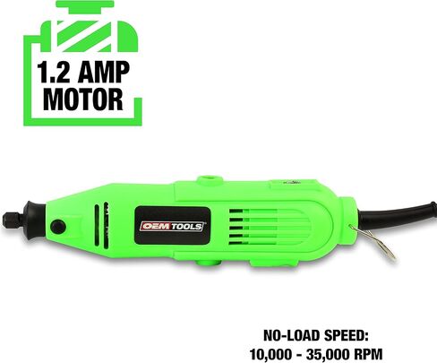 أداة دوارة OEMTOOLS 24664 مع مجموعة ملحقات مكونة من 35 قطعة، مجموعة أدوات دوارة باللونين الأخضر والأسود، مجموعة أدوات متعددة وآلة صنفرة، أداة دوارة سلكية in Kuwait