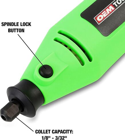 أداة دوارة OEMTOOLS 24664 مع مجموعة ملحقات مكونة من 35 قطعة، مجموعة أدوات دوارة باللونين الأخضر والأسود، مجموعة أدوات متعددة وآلة صنفرة، أداة دوارة سلكية in Kuwait