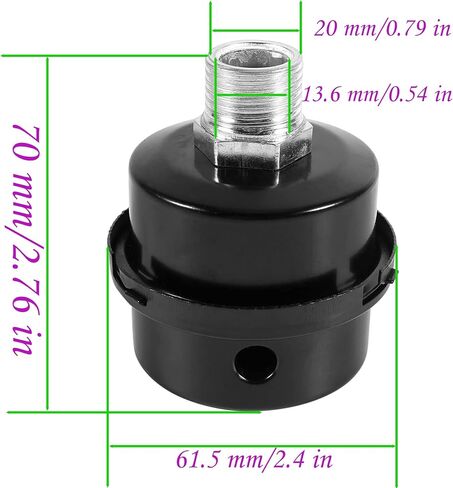 TWAITU HL018200AV Air Compressor Silencer Filter Metal Air Compressor Intake Filter Sound Muffler Silencer 20mm Thread (1/2"PT 20mm) in Saudi Arabia