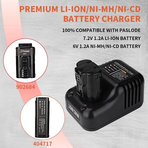 شاحن بطارية 900476 902667 900200 متوافق مع بطارية Paslode Li-ion وNi-CD وNi-MH 404717 B20544E BCPAS-404717 404400 900400 900420 إلخ in Saudi Arabia