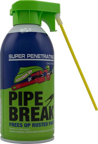 Pipe Break 9 oz. Penetrating Oil in Single Aerosol Spray Can with Attached Straw for Pinpoint Spray or Switch to Wide Stream Spray Penetrant for Rust - Low Odor - Free Rusted Nuts and Fasteners in Saudi Arabia