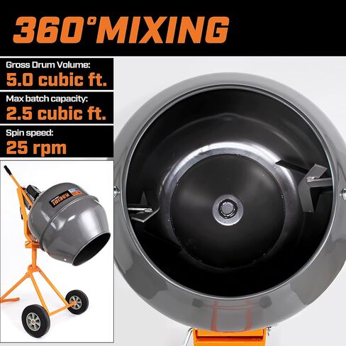 KSEIBI 5 Cu. ft Portable Cement Mixer Machine, 3/4 HP Copper Motor for Mortar, Mud, Concrete Mixer With Stand and Wheels (KCM 55-140 LP) in Saudi Arabia
