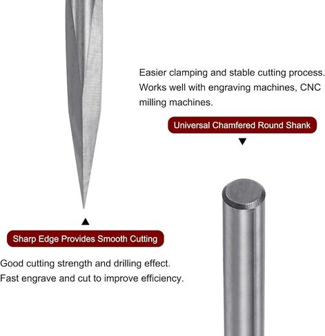 HARFINGTON Engraving CNC Router Bit 1/8" 3.175mm Shank 0.2mm Tip 20 Degree Solid Carbide 3 Flutes with Plastic Box for Wood Acrylic PVC MDF Plastic in Saudi Arabia