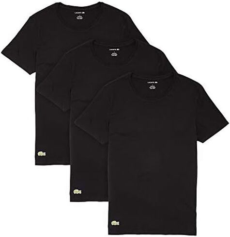 Lacoste Men's 100% Cotton Regular Fit Crew Neck Undershirt, 3-Pack in Kuwait