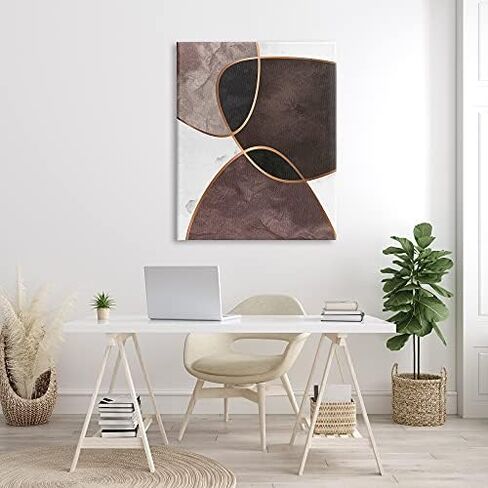 Stupell Industries Abstract Deco Shapes Layered Contrasting Tones Brown Purple, Designed by Design Fabrikken Canvas Wall Art, 36 x 48 in Saudi Arabia