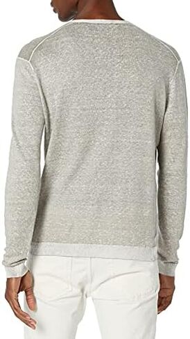 John Varvatos Men's Slim Fit Ls 2x1 Rib Linen V-Neck in Kuwait