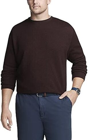 Van Heusen Men's Big and Tall Essential Long Sleeve Sweater Fleece Crewneck Pullover in Saudi Arabia