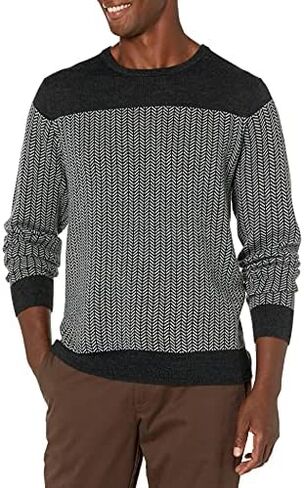 Goodthreads Men's Lightweight Merino Wool/Acrylic Crewneck Herrinbone Sweater in Saudi Arabia