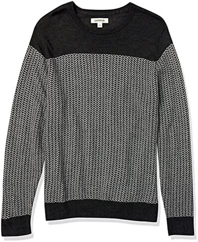 Goodthreads Men's Lightweight Merino Wool/Acrylic Crewneck Herrinbone Sweater in Saudi Arabia