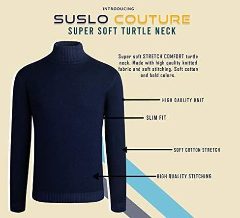 سترة صوفية رجالي Suslo Couture من القطن برقبة على شكل سلحفاة صلبة للرجال من Suslo Couture in Kuwait