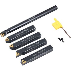 Accusize Industrial Tools Mini Indexable Turning Tool Boring, 1/2 in | Shank Size 1/2 in, Uses TCMT21.5 Inserts, Includes 5 Holders and Boring Bar, 2386-0012 in Saudi Arabia