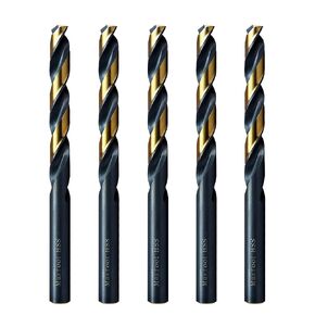 MAXTOOL 5.0 مم 5 قطع مثاقب طول العمل المتطابقة HSS M2 لقم الثقب الملتوي متري بالكامل باللون الأسود والبرونزي المستقيم؛ JBM02H10R050P5 in Kuwait