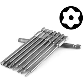 Yakamoz 8pcs 1/4 Inch Hex Shank T8-T40 Magnetic Torx Head Screw Driver Bit Set Security Tamper Proof Star 6 Point Screwdriver Kit Tools | 150mm Length in Saudi Arabia