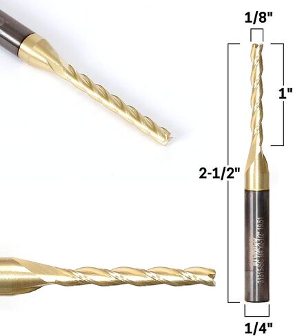 Yonico CNC End Mill الصلبة كربيد دوامة 3D نحت ZrN المغلفة راوتر بت 1/8 بوصة ضياء. ساق 1/4 بوصة 31315-SC in Saudi Arabia
