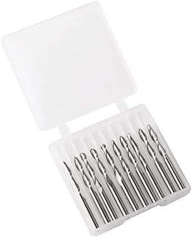 Yakamoz 10-Pack 1/8" Shank Spiral Router Bit CNC Ball Nose End Mill Bits Double Flutes 2/3" Cutting Length Router Cutter for MDF Acrylic Wood PVC Hardwood in Saudi Arabia