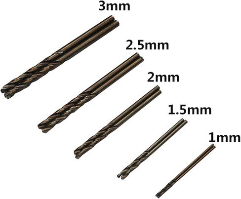 SPKLINE 10 Pcs High Speed Steel Cobalt Drill Bit Set 2 Pcs of Each 1mm(3/64"), 1.5mm(1/16") 2mm(5/64") 2.5mm(3/32") 3mm(1/8") Jobber Length Twist M35 Metal Drill Bit For Stainless Steel And Hard Metal in Kuwait