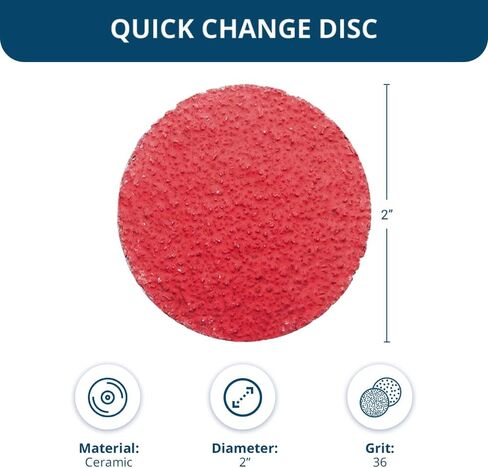 Benchmark Abrasives 2 Inch Sanding Discs Quick Change Ceramic - Drill & Die Grinder Sanding Disc for Deburring, Polishing, Rust Remover for Metal, Paint Stripper (25 Pack) - 36 Grit in Saudi Arabia