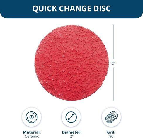 Benchmark Abrasives 2 Inch Sanding Discs Quick Change Ceramic - Drill & Die Grinder Sanding Disc for Deburring, Polishing, Rust Remover for Metal, Paint Stripper (25 Pack) - 36 Grit in Saudi Arabia