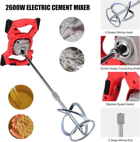 Handheld Concrete Cement Mixer 2100W Electric Mortar Mud Plaster Grout Paint Stirrer for Drill 6 Speed Adjustable Concrete Mix Stirring Tool AC 110V in Saudi Arabia