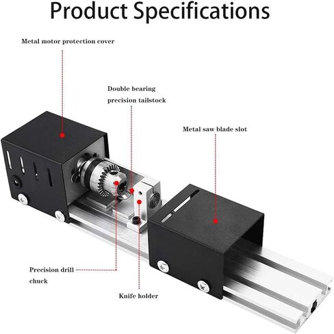 Mini Lathe Beads Polisher Machine, DC 24V 100W Mini Lathe Machine CNC Machining for Table Woodworking Wood DIY Tool Lathe Set with Power Adapter in Saudi Arabia