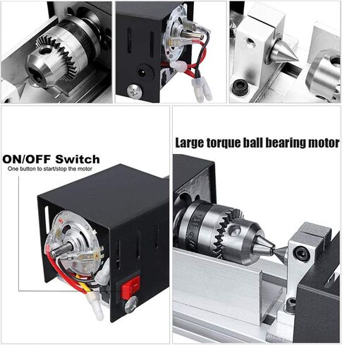 Mini Lathe Beads Polisher Machine, DC 24V 100W Mini Lathe Machine CNC Machining for Table Woodworking Wood DIY Tool Lathe Set with Power Adapter in Saudi Arabia