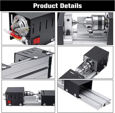 Mini Lathe Beads Polisher Machine, DC 24V 100W Mini Lathe Machine CNC Machining for Table Woodworking Wood DIY Tool Lathe Set with Power Adapter in Saudi Arabia