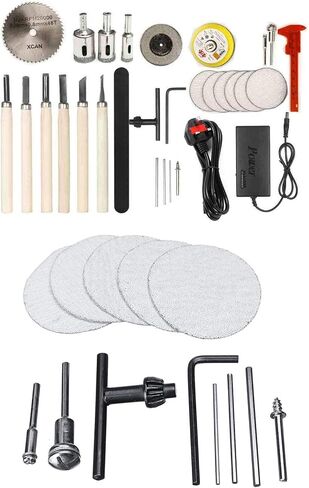 Mini Lathe Beads Polisher Machine, DC 24V 100W Mini Lathe Machine CNC Machining for Table Woodworking Wood DIY Tool Lathe Set with Power Adapter in Saudi Arabia