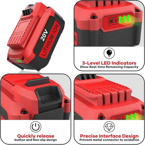 استبدال حزم بطارية Powilling CMCB205 6.0Ah 20V للحرفي V20 MAX بطارية ليثيوم أيون CMCB204 CMCB202 CMCB201 شاحن سريع CMCB104 أداة طاقة لاسلكية (فقط لسلسلة Craftsman 20V Max V20) in Kuwait