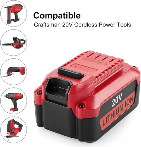 استبدال حزم بطارية Powilling CMCB205 6.0Ah 20V للحرفي V20 MAX بطارية ليثيوم أيون CMCB204 CMCB202 CMCB201 شاحن سريع CMCB104 أداة طاقة لاسلكية (فقط لسلسلة Craftsman 20V Max V20) in Kuwait