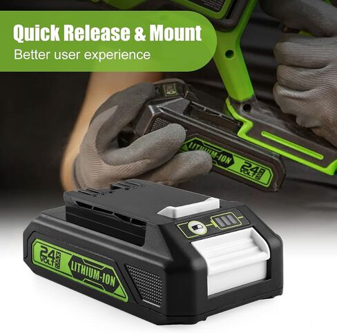 energup 2Pack Replacement Greenworks 24V Lithium Battery 3.5Ah 29842 29852 29322 BAG709 BAG710 20352 22232 2508302 for Greenworks 2X24V (48V) + 2Port 29862 Charger for G-24 Greenworks 24V Battery in Kuwait