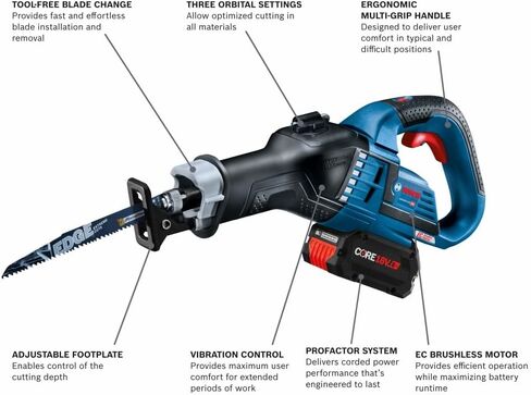 BOSCH GSA18V-125K14A 18V EC Brushless 1-1/4 In.-Stroke Multi-Grip Reciprocating Saw Kit with (1) CORE18V® 8 Ah High Power Battery in Saudi Arabia