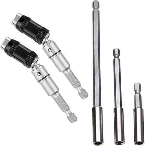 MXiiXM® Flexible Drill Bit Extension Pivot Bit Holder Set, 3Pcs Drill Bit Holder and 2Pcs Hex Pivoting Bit Tip Holder with Ring, Flexible Magnetic Screwdriver Bit for Tight Spaces or Corners in Kuwait