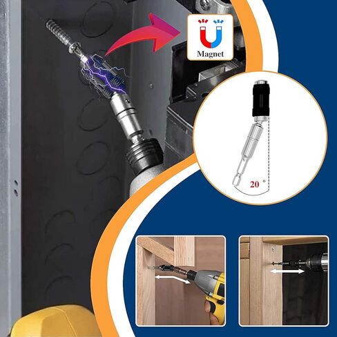 MXiiXM® Flexible Drill Bit Extension Pivot Bit Holder Set, 3Pcs Drill Bit Holder and 2Pcs Hex Pivoting Bit Tip Holder with Ring, Flexible Magnetic Screwdriver Bit for Tight Spaces or Corners in Kuwait