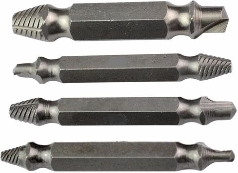 Driak 4PC Double-End Silver HSS Damaged/Embedded Screw Bolt Extractor Drill Bits in Saudi Arabia
