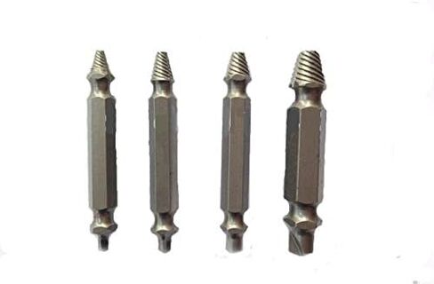 Driak 4PC Double-End Silver HSS Damaged/Embedded Screw Bolt Extractor Drill Bits in Saudi Arabia
