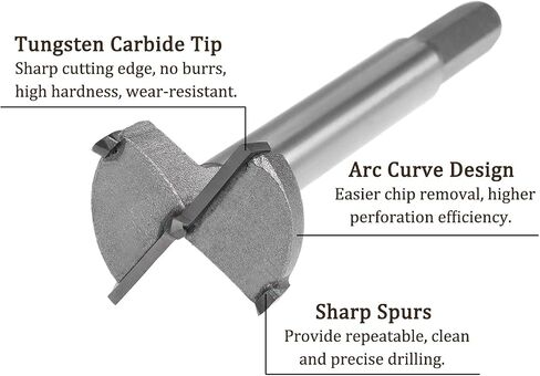 Kozelo Forstner Drill Bit - [18mm] Tungsten Carbide Auger Opener for Wood Furniture Hinge Woodworking Use, Hex Shank, Gray in Kuwait