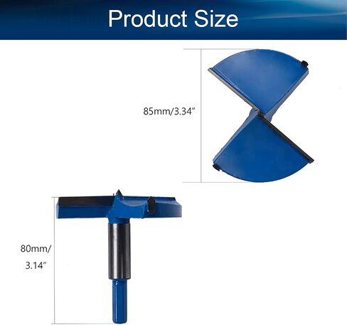 Auniwaig Forstner Drill Bits, 85mm Dia Wood Hole Saw, Auger Opener Cemented Carbide, 80mm Length Woodworking Hinge Hole Drilling Boring Bit Cutter, Hex Shank, Blue, 1 Pcs in Saudi Arabia