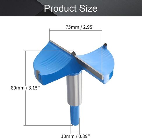 Auniwaig Forstner Drill Bits, 85mm Dia Wood Hole Saw, Auger Opener Cemented Carbide, 80mm Length Woodworking Hinge Hole Drilling Boring Bit Cutter, Hex Shank, Blue, 1 Pcs in Saudi Arabia