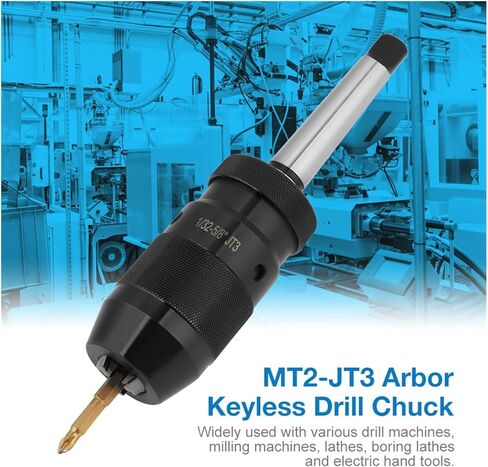 MSEURO 1-16mm Capacity 45# Steel Self Tighten Keyless Lathe Drill Chuck with MT2-JT3 Taper Arbor Lathe Machine Tools in Kuwait