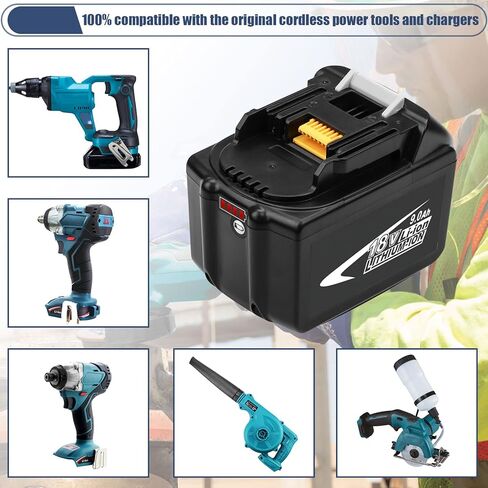 GERIT BATT [Upgraded to 9.0Ah] 18V BL1890B Replacemet Lithium-ion Battery Compatible with Makita 18 Volt Battery BL1890 BL1860 BL1830 BL1840 BL1850 BL1850B Cordless Power Tools in Kuwait